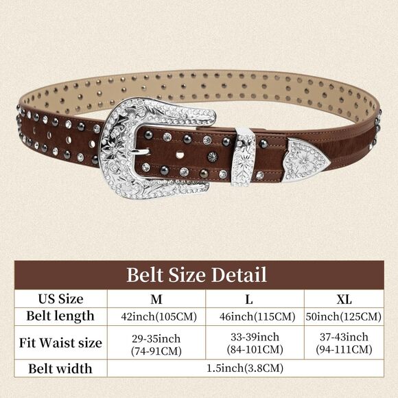 6872 Women\'s Haircalf Leather Belt- Western Style With Floral Buckle & main image 6